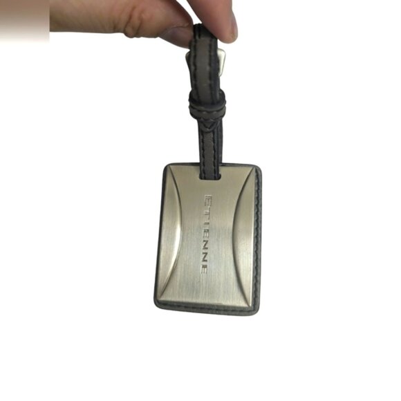 Etienne Silver and Black Luggage Tag - Bag Charm - Picture 1 of 8